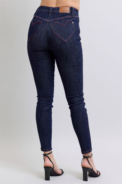 New Romantics Heart Shaped Pocket Skinny Jeans (0-24W)