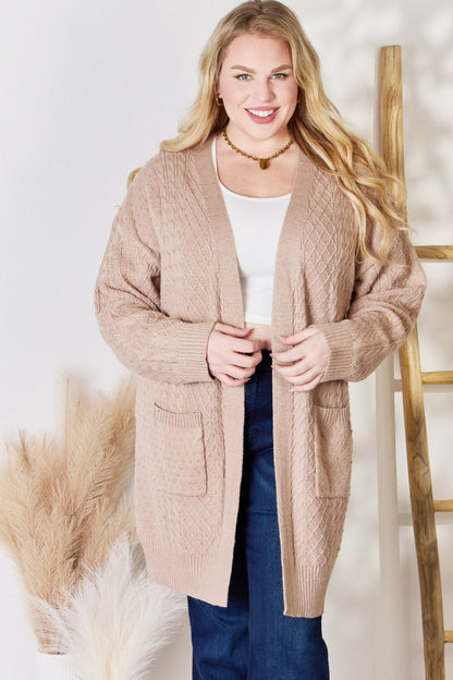 Feeling Unmoored Cable Knit Cardigan (S-3X)