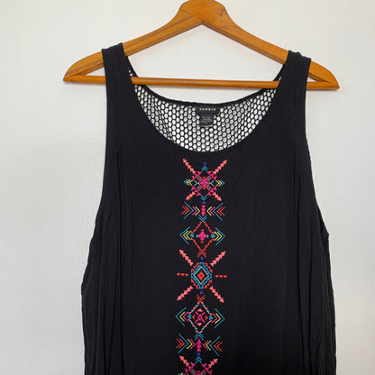 Torrid black embroidered tank dress swim cover up SZ 2X