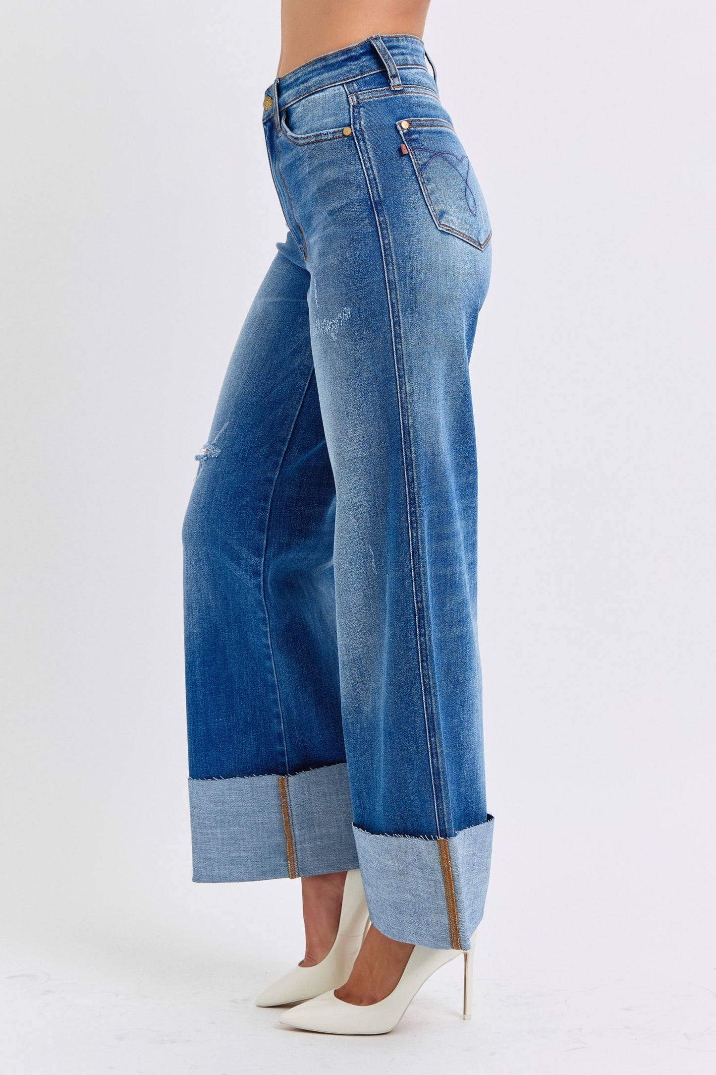 Hamptons Summer Distressed Wide Leg Jeans (0-24W)