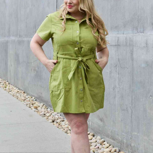 Stick With Me Button Down Dress (S-3X)