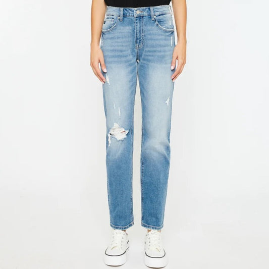 Mariko High Waisted Distressed Slim Straight Leg Jeans (0-15)