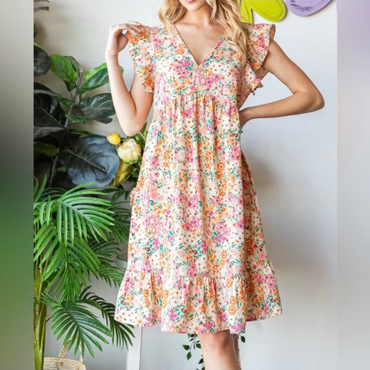 Voice Within Floral Ruffled Dress (S-3X)