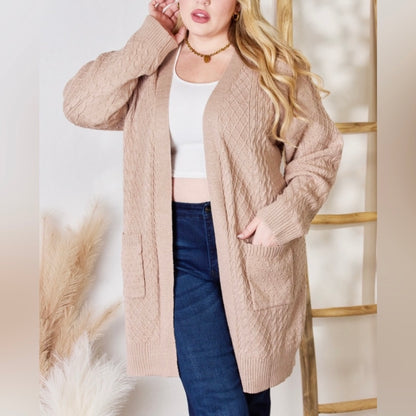 Feeling Unmoored Cable Knit Cardigan (S-3X)