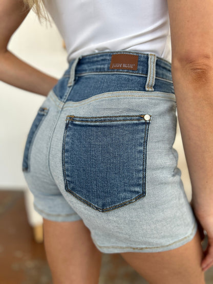 Judy Blue Beach Daze Color Block Denim Shorts (S-3X)