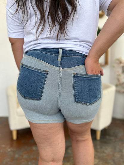 Judy Blue Beach Daze Color Block Denim Shorts (S-3X)