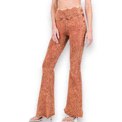 Acid Wash High Waisted Flare Pants (S-XL)