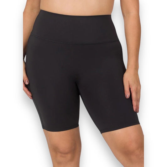 Solid Active Biker Shorts (1X-3X)