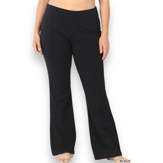 Fold Over Flare Yoga Pants (1X-3X)