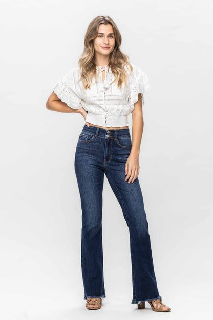 Raised On It Frayed Hem Bootcut Jeans (0-24W)