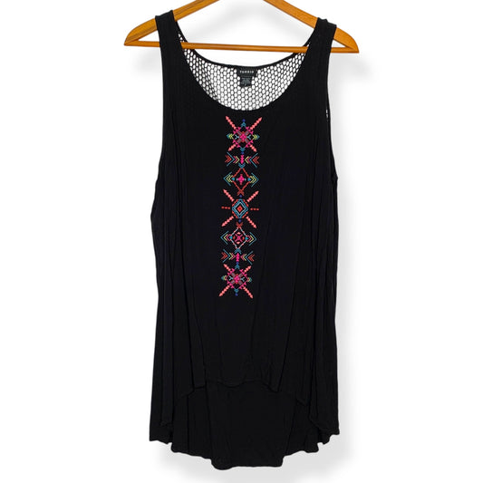 Torrid black embroidered tank dress swim cover up SZ 2X