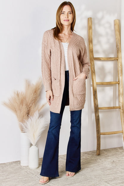 Feeling Unmoored Cable Knit Cardigan (S-3X)