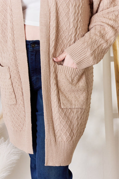 Feeling Unmoored Cable Knit Cardigan (S-3X)