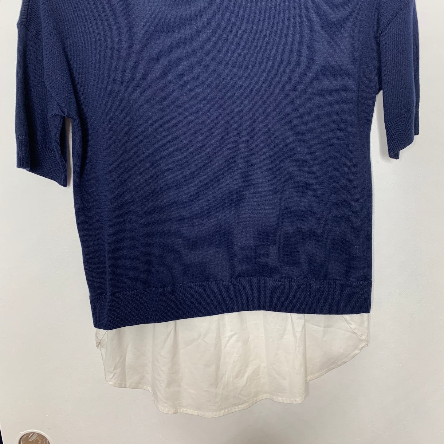 Halogen navy blue layered sweater top SZ XS