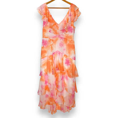 WAYF Chelsea tie dye ruffle trim tiered chiffon maxi dress SZ XL