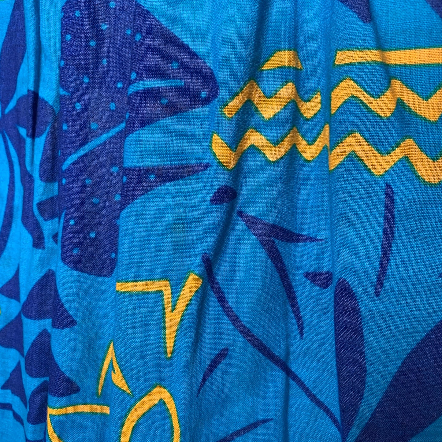 Vintage 80s Liz Claiborne women's tropical blue floral pattern midi skirt SZ S