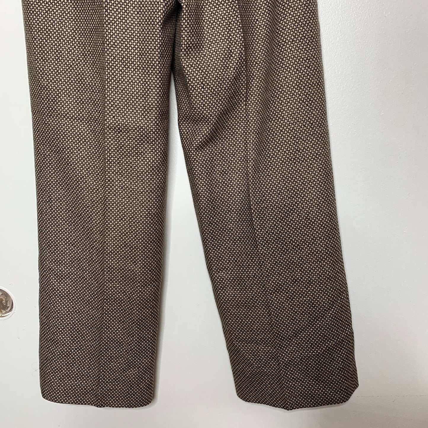 VINTAGE 90s brown printed tweed wool blend trouser pants SZ 2