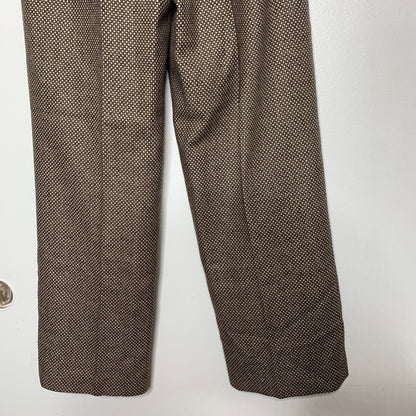 VINTAGE 90s brown printed tweed wool blend trouser pants SZ 2