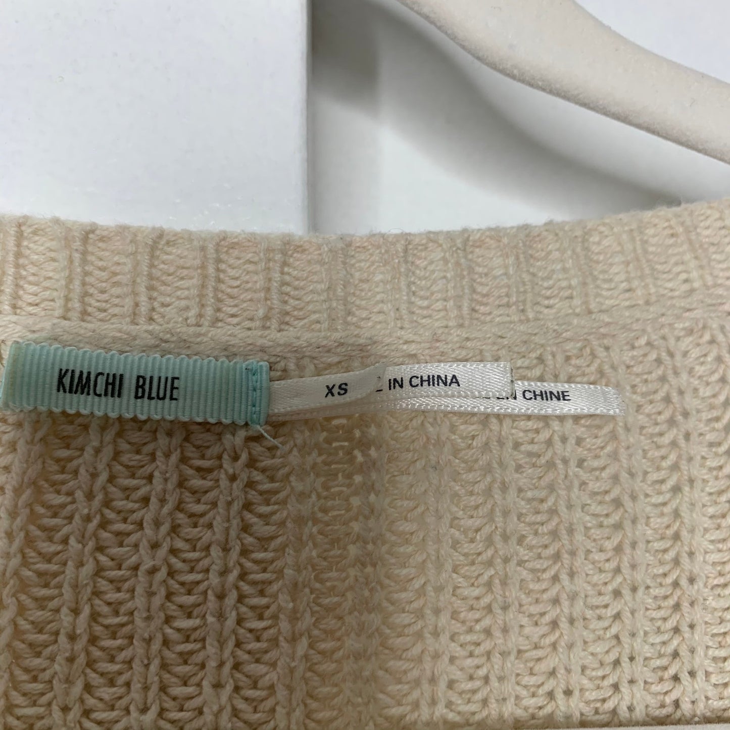 Urban Outfitters Kimchi Blue lace trim chunky knit cropped sweater SZ XS