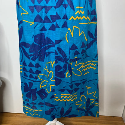 Vintage 80s Liz Claiborne women's tropical blue floral pattern midi skirt SZ S