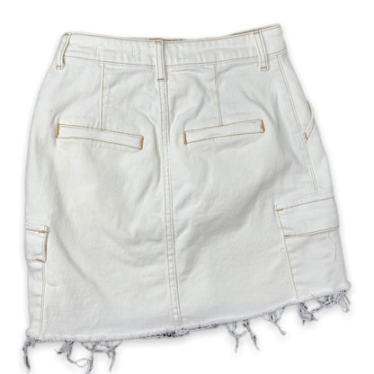 Hollister white denim Ultra High Rise cargo pocket cutoff skirt SZ 1
