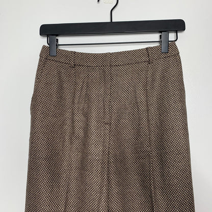 VINTAGE 90s brown printed tweed wool blend trouser pants SZ 2