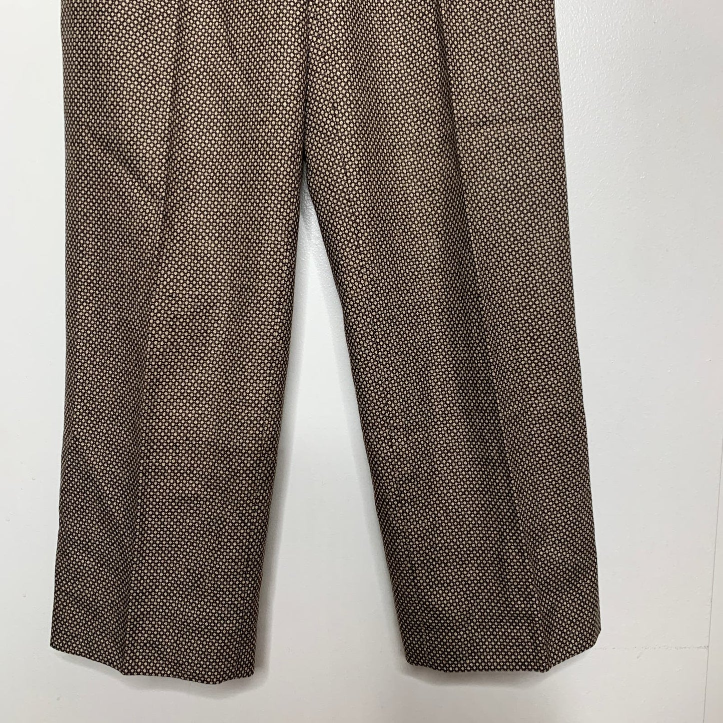 VINTAGE 90s brown printed tweed wool blend trouser pants SZ 2