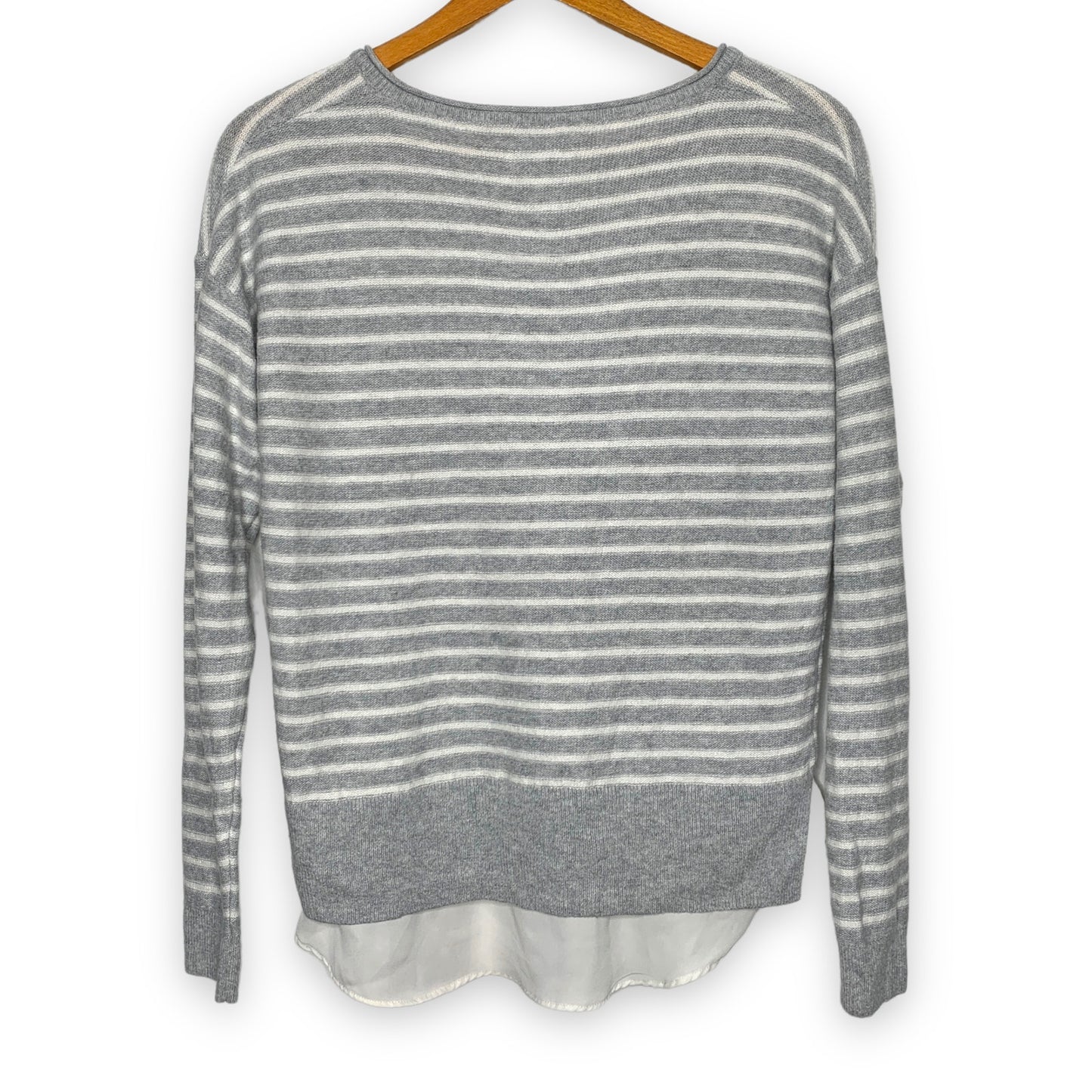 Gray striped layered v-neck sweater SZ S