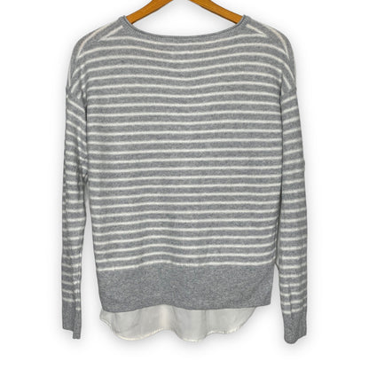 Gray striped layered v-neck sweater SZ S