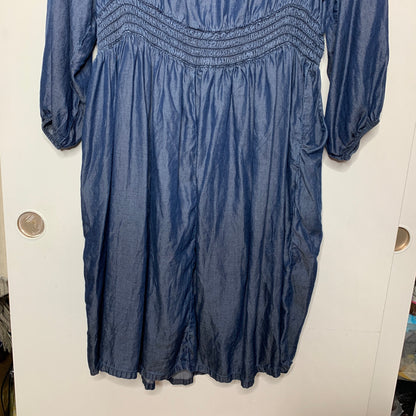 Blue chambray long sleeve bardot dress SZ 14/16