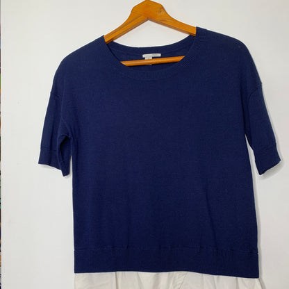Halogen navy blue layered sweater top SZ XS