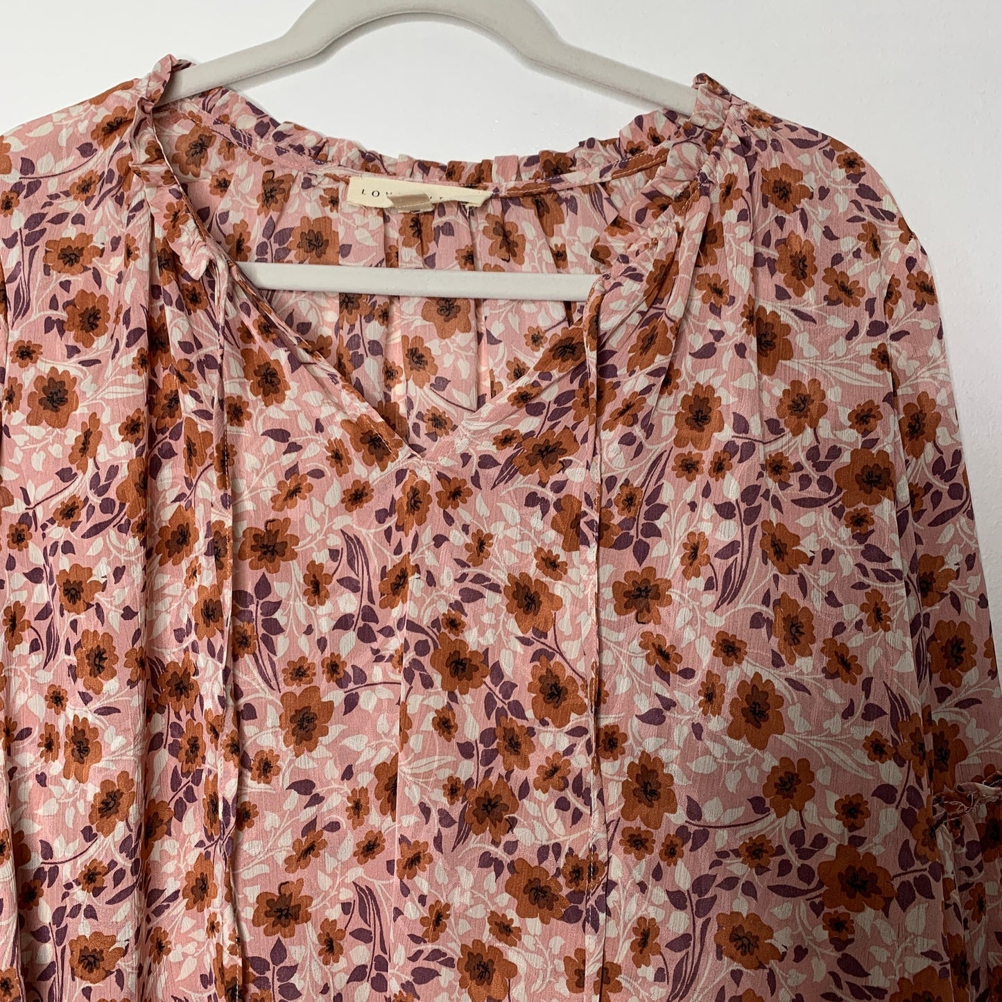 Floral print flared bell sleeve peasant top SZ S