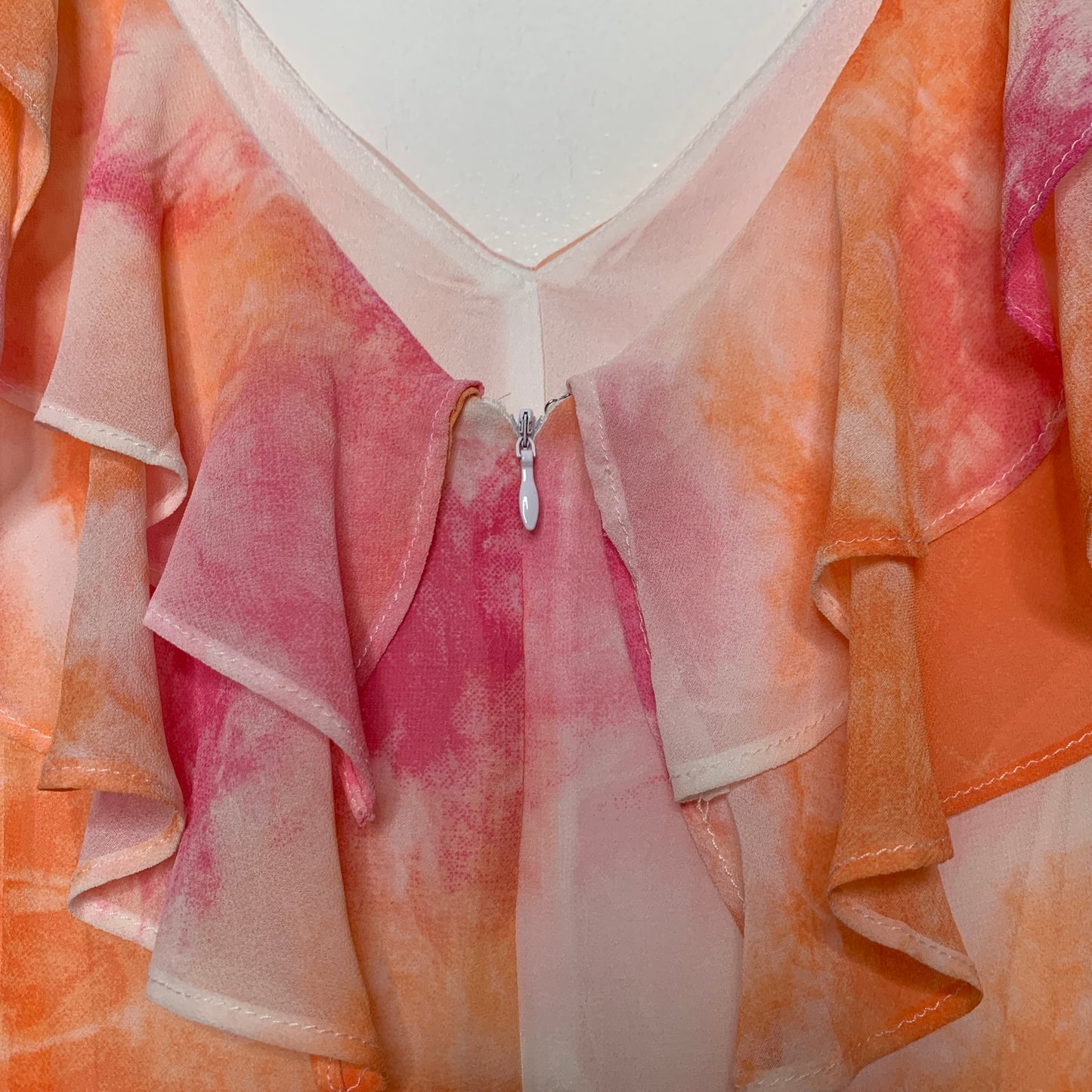 WAYF Chelsea tie dye ruffle trim tiered chiffon maxi dress SZ XL