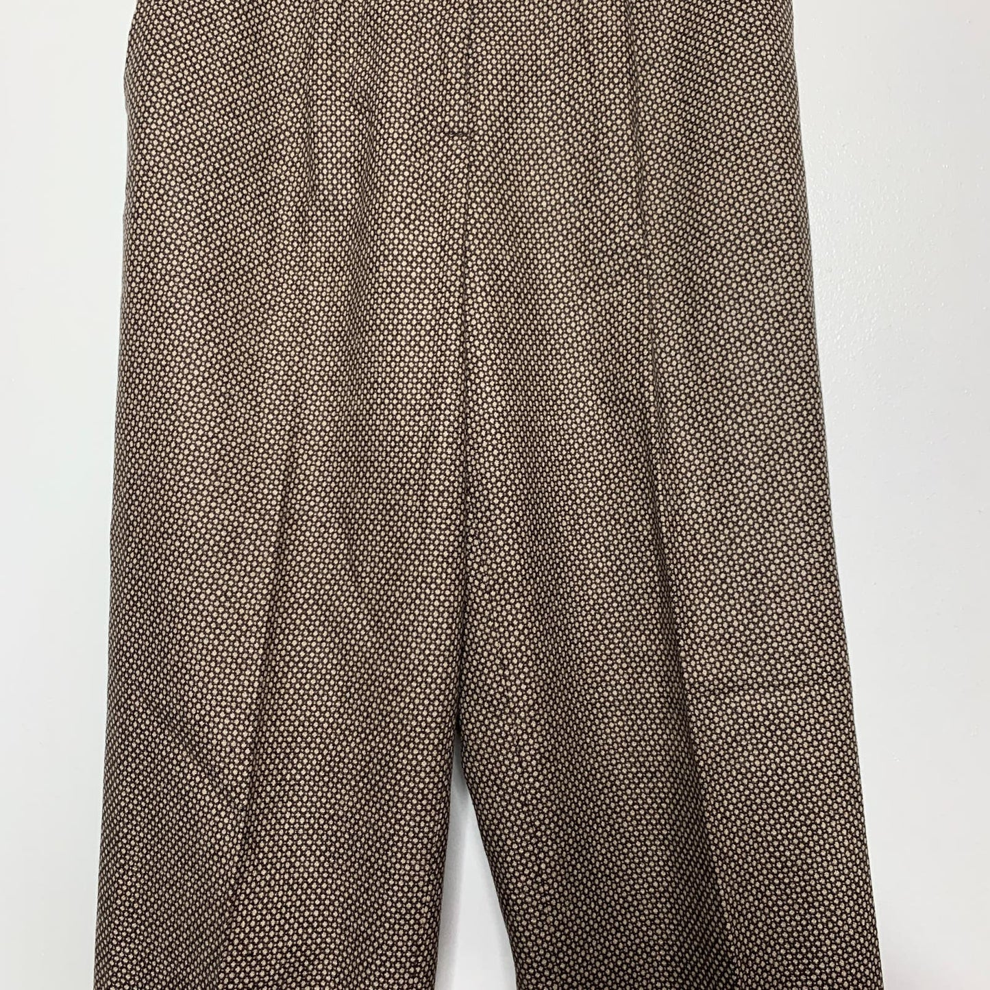 VINTAGE 90s brown printed tweed wool blend trouser pants SZ 2