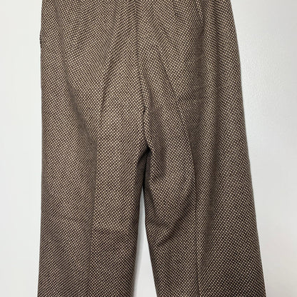 VINTAGE 90s brown printed tweed wool blend trouser pants SZ 2