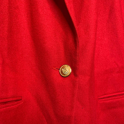 VINTAGE 80s red 100% wool oversize blazer jacket SZ 16