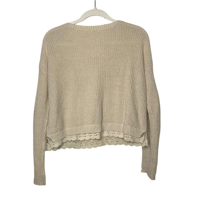 Urban Outfitters Kimchi Blue lace trim chunky knit cropped sweater SZ XS