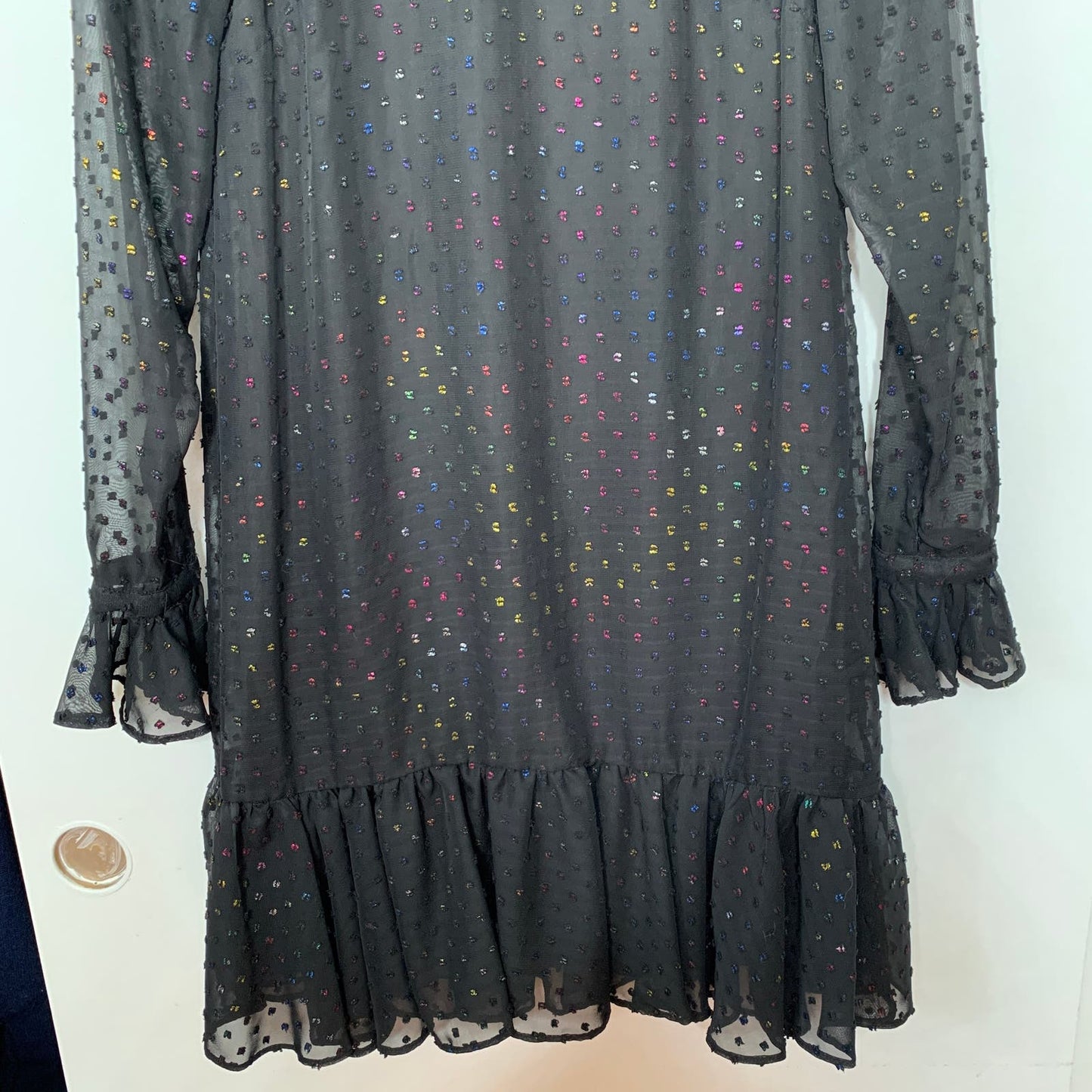 Black rainbow high neck ruffle dress SZ 0