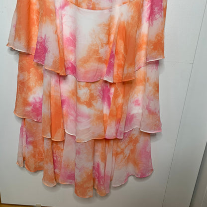WAYF Chelsea tie dye ruffle trim tiered chiffon maxi dress SZ XL