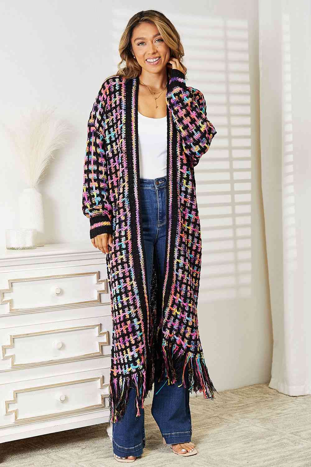 Different Galaxies Fringe Trim Cardigan (S-3X)