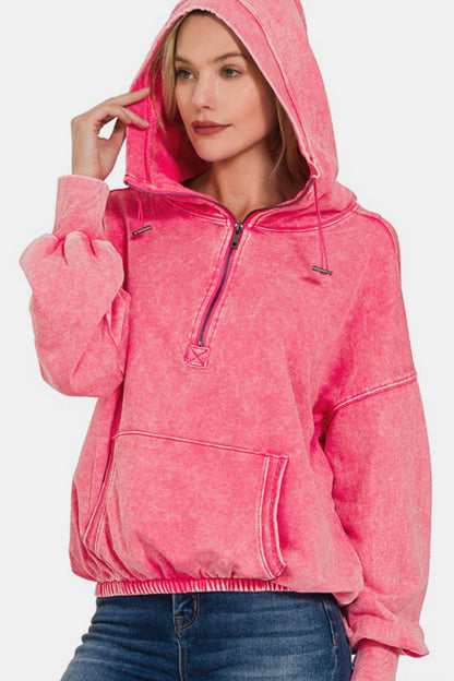 Candy Girl Acid Wash 1/2 Zip Hoodie (S-L)