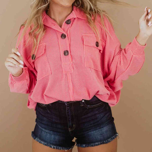 LO Oversized Henley Top (1X-3X)