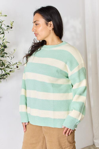 Pastel Striped Crewneck Sweater (S-3X)