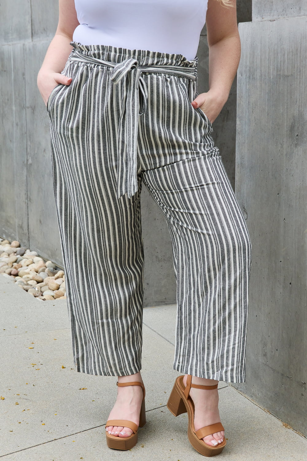 Find Your Path Striped Linen Pants (L-3X)