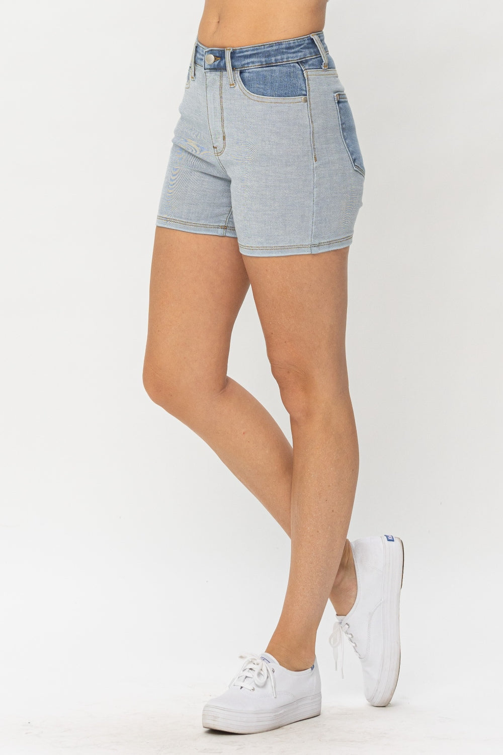 Beach Daze Color Block Denim Shorts (S-3X)