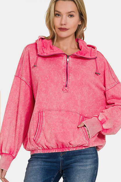 Candy Girl Acid Wash 1/2 Zip Hoodie (S-L)