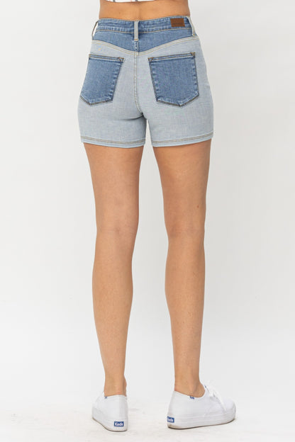 Beach Daze Color Block Denim Shorts (S-3X)