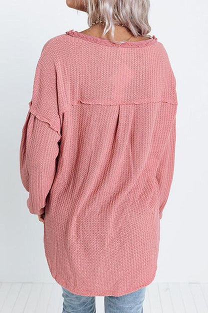 Ada Waffle Knit Henley Top (S-XL)