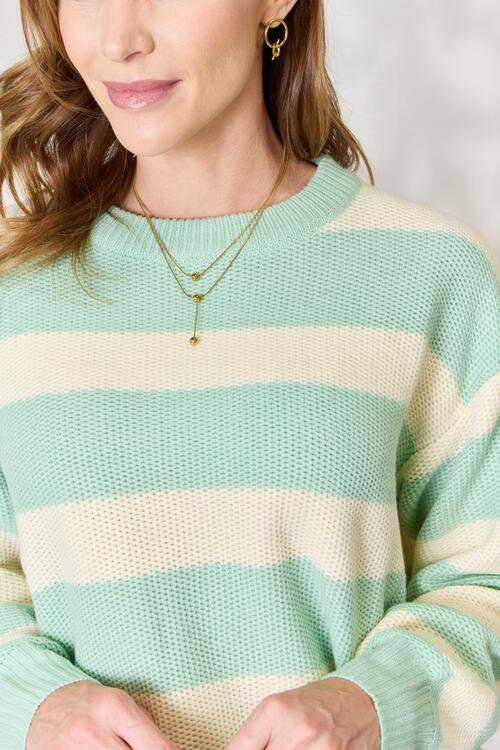 Pastel Striped Crewneck Sweater (S-3X)