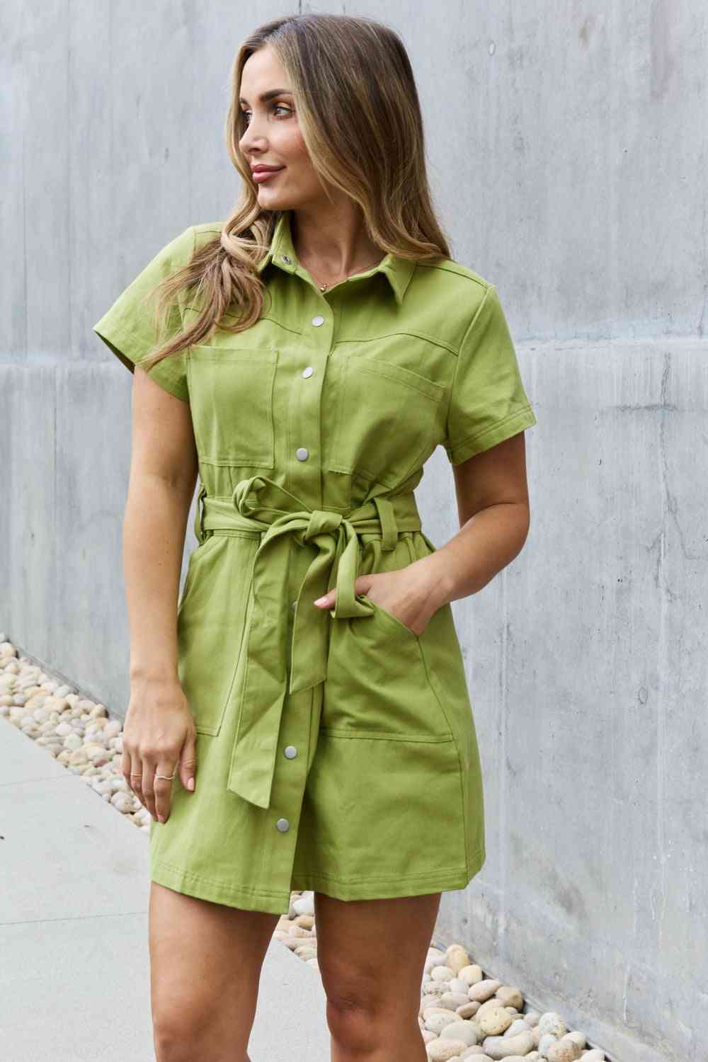 Stick With Me Button Down Dress (S-3X)